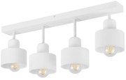 Biała lampa sufitowa, czteropunktowy spot DWE60x7WE z drewna i metalu