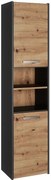 Wysoka szafka łazienkowa z półkami - antracyt + dąb artisan D1-F85