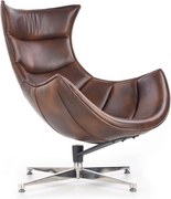 Brązowy fotel wypoczynkowy ze skóry Luxor