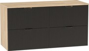 Szafka pod umywalkę WENA, ryflowane fronty, Willy, 120x60x47 cm, Czarna/Orzech