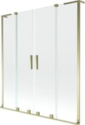 Mexen Velar L Duo parawan nawannowy 2-skrzydłowy rozsuwany 140 x 150 cm, transparent, złoty - 896-140-003-02-50