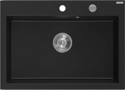 Mexen Elix zlewozmywak granitowy 1-komorowy 700 x 500 mm, czarny, syfon chrom - 6526701005-77
