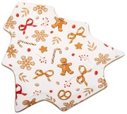 Biały szklany talerz ze świątecznym motywem do serwowania Gingerbread – Dakls