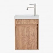 Zestaw Wiszących Mebli Łazienkowych Zintegrowany Z Umywalką Narek Popielaty Brąz & Bezlusterkowiec - Sklum