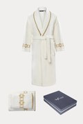 Unisex szlafrok MONDRIAN + ręczniki + pudełko S Śmietankowy