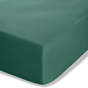 Ciemnozielone prześcieradło z perkalu z gumką 90x190 cm Easy Iron Percale – Catherine Lansfield