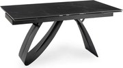 Stół Rozkładany Prostokątny DEVON 160-220 cm Ceramiczny Czarny Marmur/Czarny Glamour