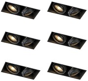 Zestaw 6 reflektorów wpuszczanych czarnych GU10 regulowanych bezramkowych 2-punktowych - Oneon