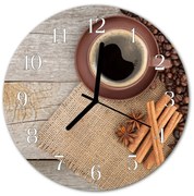Zegar szklany okrągły Ziarna kawy