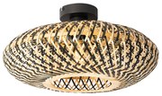 Orientalna lampa sufitowa czarna z bambusa 40 cm - OstravaKolonialny Oswietlenie wewnetrzne