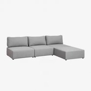 Sofa Modułowa 3-częściowa Z Pufą Kata Tkaniny Szary - Sklum