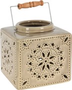 Latarnia ceramiczna Nara szary, 16 x 16,5 x 16 cm