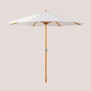 Parasol Ø290 Cm Z Tkaniny I Drewna Cretas Gardenia Biel - Sklum