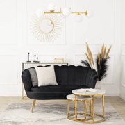 Sofa ZENDAYA Dwuosobowa Czarna Muszelka Glamour do Salonu
