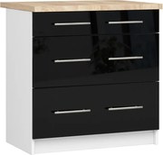 Czarna szafka kuchenna z szufladami 80 cm F5-L14