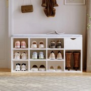 Szafka na buty z siedziskiem loft biała ławka przedpokój nowoczesna