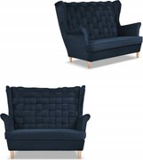 Sofa uszak Carol granat skandynawska kanapa 2-os. sprężynach Family Meble