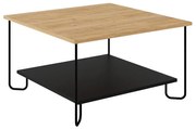 Czarny stolik z blatem w dekorze dębu 80x80 cm Tonka – Marckeric