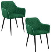 Komplet 2 welurowych krzeseł z podłokietnikami butelkowa zieleń L8-B10