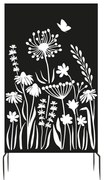 Czarna metalowa osłona balkonowa 100x186 cm Flowers – Esschert Design