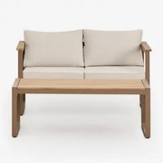 Zestaw Ogrodowy Lipov, Sofa 2-osobowa I Stolik Kawowy Z Aluminium I Drewna Akacjowego, 110x55 Cm Moka Brown - Sklum