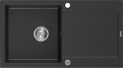 Mexen Leo zlewozmywak granitowy 1-komorowy z ociekaczem 900 x 500 mm, czarny/srebrny metalik, syfon chrom - 6501901010-73
