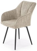 Tapicerowane krzesło na czarnej podstawie beżowe B9-A61