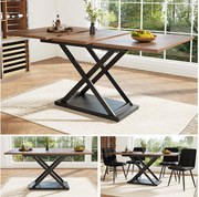 Rozkładany stół jadalny dla 4-6 osób - 120/160 x 80 x 75 cm - Nogi z płyty MDF i metalu - Kolor orzecha