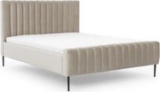 Łóżko tapicerowane Nicole 140x200 - beżowy welwet Velluto 2 / nogi czarne