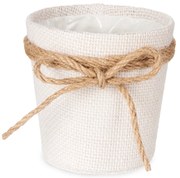 Osłonka na doniczkę pleciona z jutową kokardą, Ø 10 cm