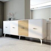 Komoda – 180 cm – Dąb biały i szafirowy – Płyta wiórowa pokryta melaminą