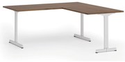 Narożne biurko PRIMO BETA L, 180x180 cm, L/P, biała podstawa, orzech