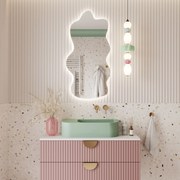 Lustro dekoracyjne w kształcie chmurki oszlifowane podświetlane CLOUD LED | Różne rozmiary : Kolor tafli szkła - Srebrny, Rozmiar - 200 x 100 cm