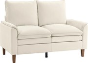 HOMCOM 146 cm dwuosobowa sofa, sofa z chenille, dwuwarstwowe tapicerowanie, poduszki sprężynowe, głębokie siedzisko, wysokie oparcie, kremowa | Aosom PL