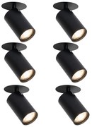 Zestaw 6 nowoczesnych reflektorów wpuszczanych czarnych GU10 50mm - Chels