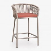 Wysoki Stołek Z Podłokietnikami Z Plecionej Liny Arhiza Brązowy Moka - Terakota & ↑65 Cm - Sklum