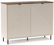 Dwudrzwiowa ryflowana komoda na nóżkach kaszmir + dąb castello S7-H17