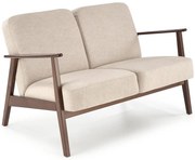 Drewniana beżowa tapicerowana sofa retro G0-Z31