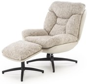 Fotel tapicerowany PESTO beżowy obrotowy z podnóżkiem HALMAR