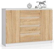 Skandynawska komoda do salonu biały + dąb sonoma P8-N64