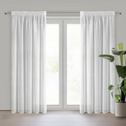 Firana gotowa półprzezroczysta z efektem deszczyku biała 140x300 cm