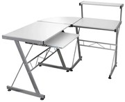 Białe komputerowe duże biurko narożne z nadstawką A1-E26