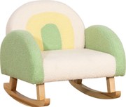 HOMCOM Bujak Dla Dzieci Uroczy Design Drewno Eukaliptusowe Imitacja Futra Zielony | Aosom PL