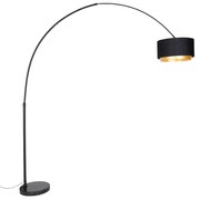 Luk Nowoczesna lampa łukowa czarna z podwójnym abażurem czerń ze złotem - XXL Nowoczesny Oswietlenie wewnetrzne
