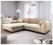 Narożnik rozkładany z pojemnikiem w kształcie L LAGOA lewy beżowy/brązowy