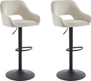 Zestaw 2 stołków barowych ze sztruksu i czarnego metalu - Regulowana wysokość - Kremowy - ZINEA