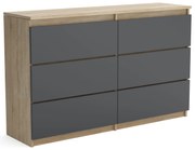 Duża komoda 6 SZUFLAD Szafka 120 cm ARIA Dąb Sonoma/Antracyt