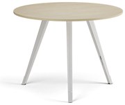Stolik kawowy PRIMO ZEN, średnica 100 cm, biała podstawa, brzoza