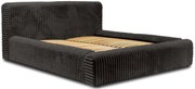 Czarne nowoczesne łóżko tapicerowane z pojemnikiem na pościel C1-R28