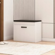 Biała szafka na buty z ławką – 60×49×35 cm – ławka z miejscem do przechowywania